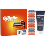 Gillette Fusion 5 Rasierklingen und Bartpflege Set, 10 Ersatzklingen für Nassrasierer Herren + Gillette PRO Sensitive Rasierschaum 175 ml, Geschenk für Männer