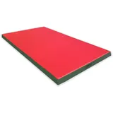 NiroSport Turnmatte für zu Hause / 8cm hohe Weichbodenmatte für Gymnastik & Yoga/Kinder Sportmatte für Turnhallen – hautfreundlicher Fitnessmatte aus abwaschbarem Kunstleder (100 x 100 cm, Rot/Grün)