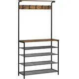 VASAGLE Garderobenbank 80,0 x 183 x 0 cm mit Haken / braun/schwarz