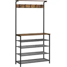 VASAGLE Garderobenbank 80,0 x 183 x 0 cm mit Haken / braun/schwarz