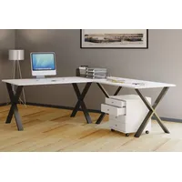VCM Holz Schreibtisch Eckschreibtisch schlicht 190x190 Form links oder