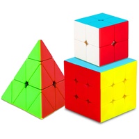 Coolzon Zauberwürfel Set, 3 Stück Speed Cube Set 2x2 3x3 Pyraminx Magic Cubes für Anfänger Kinder Jugendlichen mit PVC Aufkleber