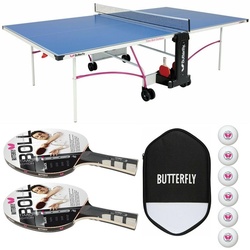 Butterfly Tischtennisplatte Timo Boll Platte + Schläger + Hülle + Bälle, Tischtennis-Set, Tischtennis Schläger, Tischtennishülle, Tischtennisbälle
