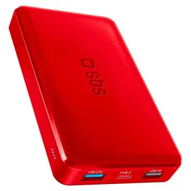 SBS Ttbb10000fastr Powerbank fast charge mit 10000 mAh und 2 USB Red