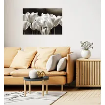 Queence Wandsticker QUEENCE "Black & White", weiß, B:90cm H:60cm T:0,1cm, Folie, Wandtattoos, Selbstklebend, kinderleichte Anbringung; Blumen, Blüten