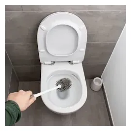 Intirilife Toilettenbürste Silikon mit Behälter in Weiß-Grau - Gr.: onesize