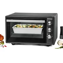 Rommelsbacher BG 1620 Back & Grill Ofen mit Drehspieß, Doppelverglasung, Zeitschaltuhr, 3 Einschubebenen, Backraumbeleuchtung, 1650 Watt, dunkelgrau