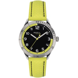 Breil Mate Herren Multifunktionsuhr mit Armband aus Leder, in der Farbe: Gelb/Schwarz, Gehäusedurchmesser: 37 mm, EW0619