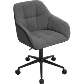 Woltu Homeoffice Stuhl, Schminkstuhl, Drehstuhl höhenverstellbar, Bouclé-Sitz : Dunkelgrau+Schwarz Farbe: Dunkelgrau+Schwarz