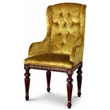 Casa Padrino Luxus Barock Esszimmer Stuhl mit Armlehnen Gold / Dunkelbraun - Made in Italy