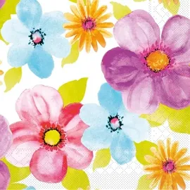 Mank Serviette aus Tissue - Design Luana, 33 x 33 cm, 100 Stück - Aqaurell Floral Blumen Blüten