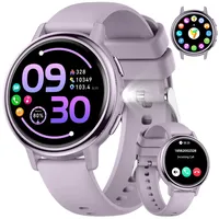 FITFLEX Smartwatch Damen mit Bluetooth-Anruf, 1,26" AMOLED Touchscreen Smart Watch für Damen mit 120 Sportmodi, IP68 wasserdicht, Fitnessuhr mit Herzfrequenz/Schlafmonitor Android iOS(Lila)
