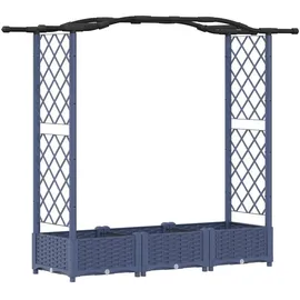 vidaXL Hochbeet mit Rankgitter und Dach 169 x 40 x 125 cm Grau