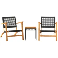 vidaXL 3-tlg. Bistro-Set Schwarz Poly Rattan und Massivholz Akazie