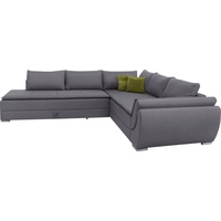 INOSIGN Ecksofa Göteborg, mit Boxspring-Bettfunktion und Bettkasten, Dauerschlaffunktion, Topper grau