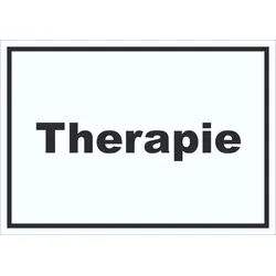 Therapie Schild mit Text Raum Behandlung waagerecht A2 Rückseite selbstklebend