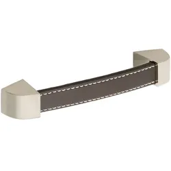 Möbelgriff Agliano LA128, B147, Leder braun/Sockel ZN Edelstahl Effekt