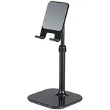 Tablet-/Handyhalter Ständer für Schreibtisch, verstellbarer Desktop-Ständer, kompatibel mit Smartphones und Tablets, Schwarz