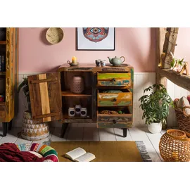 Massivmoebel24 Kommode Altholz 90x40x86 mehrfarbig lackiert SIXTIES #114