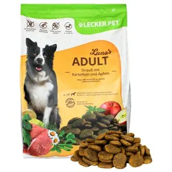 4 kg Lecker.Pet® Luna's Adult Strauß mit Kartoffel & Apfel Hundefutter Trockenfutter Vollnahrung