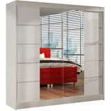 silape Schwebetürenschrank, Weiß, Holzwerkstoff, Rechteckig, 200x215x58 cm, Schlafzimmer, Kleiderschränke, Schwebetürenschränke