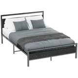 OKWISH Metallbett Jugendbett (mit Lattenrost, Bettrahmen Gästebett Jugendbett), 140 x 200 cm ohne Matratze schwarz