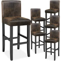Tectake tectake® Barhocker, gepolstert mit Rückenlehne, Stuhlbeine aus Massivholz,