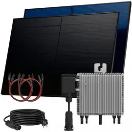sunniva Balkonkraftwerk Full Black Bifazial 800 W inkl. 2 x 500 W N-Typ Glas-Glas Bifacial Module