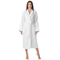 Ladeheid Damen Frottee Bademantel aus 100% Baumwolle Waffelpiqué LA40-227 (Weiß (P01), S) - S