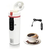 Wasserkocher Auto 12V/24V, 500ml Tragbarer Reise Wasserkocher, Einstellbare Temperatur, Edelstahl Elektrischer Wasserkochers mit LCD-Display, für Autos Lkw Reise Camping (Weiß)