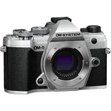 OM System OM-5 Micro Four Thirds Systemkamera, 20 MP Live MOS-Sensor, optimierte 5-Achsen-Bildstabilisierung, Silber
