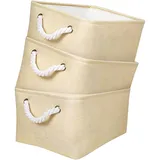 Mangata Faltbarer Aufbewahrungskorb, offene Kleiderschrank-Organizer-Boxen, 3er-Pack (Beige, Medium)