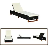 Sonnenliege mit Auflage Poly Rattan Schwarz - Sonnenliege - Gartenliege - Relaxliege - Poolliege - Outdoor Möbel
