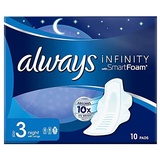 Always Infinity FlexProtect Pads Night (Größe 3) Flügel, geruchlos, 6 x 10 Damenbinden, bis zu null Gefühl, bis zu null Auslaufen, dünner und flexibler Schutz, immer weichste Deckschicht