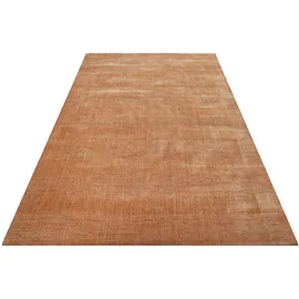 WECON HOME Teppich Seattle, rechteckig, Höhe: 11 mm, Kurzflorteppich, handgewebt, TENCEL & Schurwolle, Streifen, Wohnzimmer braun 160 cm x 230 cm x 11 mm