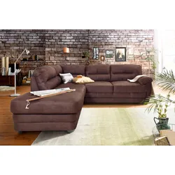 Ecksofa COTTA "Royale L-Form", braun, B:250cm H:88cm T:234cm, Luxus-Kunstleder, frei im Raum stellbar, Luxus-Microfaser (100% Polyester), frei im Raum stellbar, NaturLEDER (echtes Rindsleder) in Sitz und Rücken. Die Rückseiten sind mit Spannstoff bezogen, Kunstleder SOFTLUX, frei im Raum stellbar, Sofas, wahlweise mit Bettfunktion