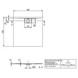Villeroy & Boch Architectura Metalrim Quadrat 900x900x15mm we