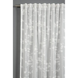 GARDINIA Vorhang mit Gardinenband, Ausbrenner Baumwollblüte, Weiß, 140 x 245 cm