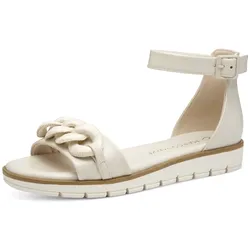 Riemchensandale MARCO TOZZI, Damen, Gr. 42, beige (creme), Lederimitat, modisch, Schuhe, Keilabsatz, Sommerschuh, Sandalette, mit Zierkette Ton in Ton