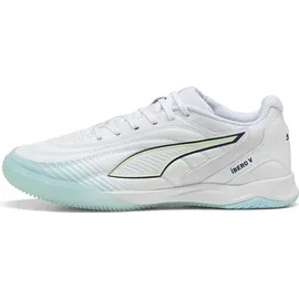 Puma Ibero V Hallenfußballschuhe Unisex White/Aqua/Fizzy Light/Sea Glass 42,5
