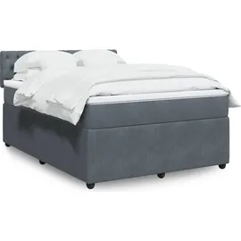 vidaXL Boxspringbett mit Matratze Dunkelgrau 140x200 cm Samt