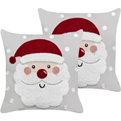 Dekokissen Weihnachtsmotiv Samtstoff grau / rot 45 x 45 cm 2er Set SWEETENER
