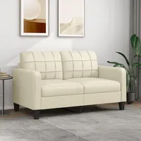 Festnight 2-Sitzer-Sofa Polstersofa Creme 140 cm Bettsofa, Schlafsofa Schlafcouch Couchgarnitur Sofagarnitur Schlafsofa 2-Sitzer Sofa Wohnzimmer Wohnmöbel Kunstleder