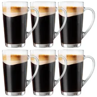 KONZEPT Latte Macchiato Gläser mit Henkel, 6 er Set Kaffeegläser 350 ml, aus transparentem Glas