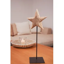 Holzstern natur auf Eisenständer 50 cm