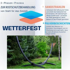 Potenza Tytan Gestell Outdoor Hängemattengestell XXL 370cm, 350kg I Gestell für Hängematten, Rahmen aus Stahl wetterfest (Basic Graphit)