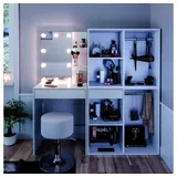 Vicco Schminktisch Isabelle Weiß 60 cm mit LED, Hocker und Schränken