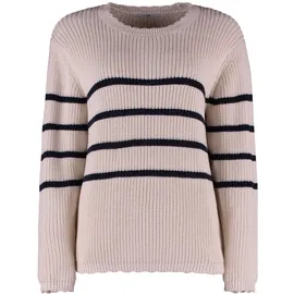 HaILY’S Strickpullover "LS C SK Vi44olet", Damen, Gr. XL, blau (cream, navy stripe), Strick, Obermaterial: 70% Baumwolle, 30% Polyester, gestreift, hüftbedeckend, V-Ausschnitt, Pullover Strickpullover