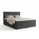 Deine Möbel 24 Boxspringbett ROCK 140 x 200 cm H3 Anthrazit