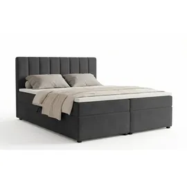 Deine Möbel 24 Boxspringbett ROCK 140 x 200 cm H3 Anthrazit